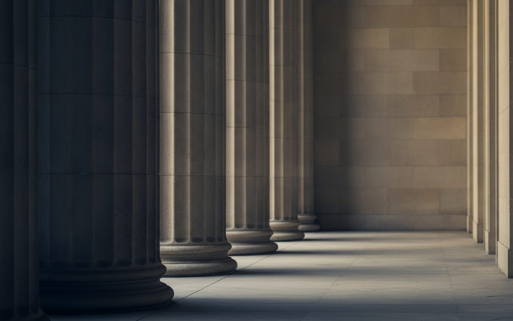 Classical columns representing trust governance
